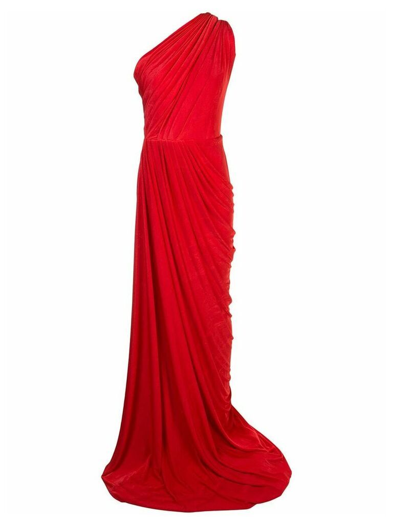 Rhea Costa asymmetric draped gown - Red
