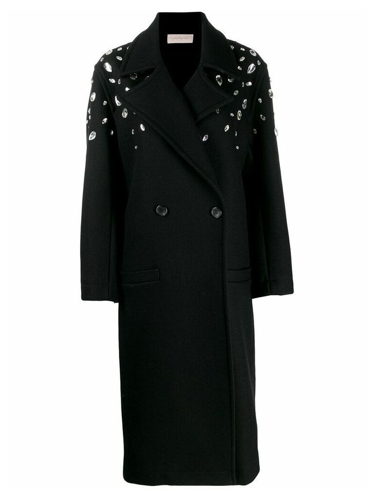 Christopher Kane crystal gem wool coat - Black