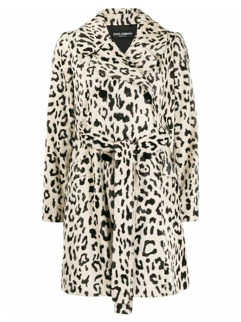 Dolce & Gabbana double-breasted leopard coat - Neutrals