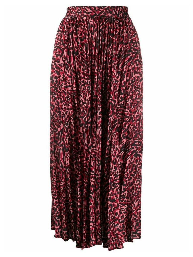 Andamane pleated leopard print skirt - Red