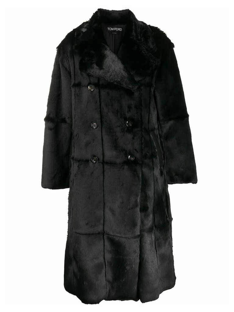 Tom Ford panelled double-breasted coat - Black