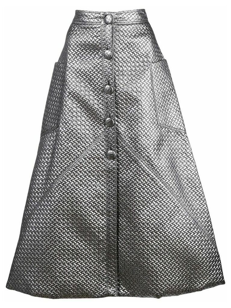 Christian Siriano metallic sheen midi skirt - SILVER