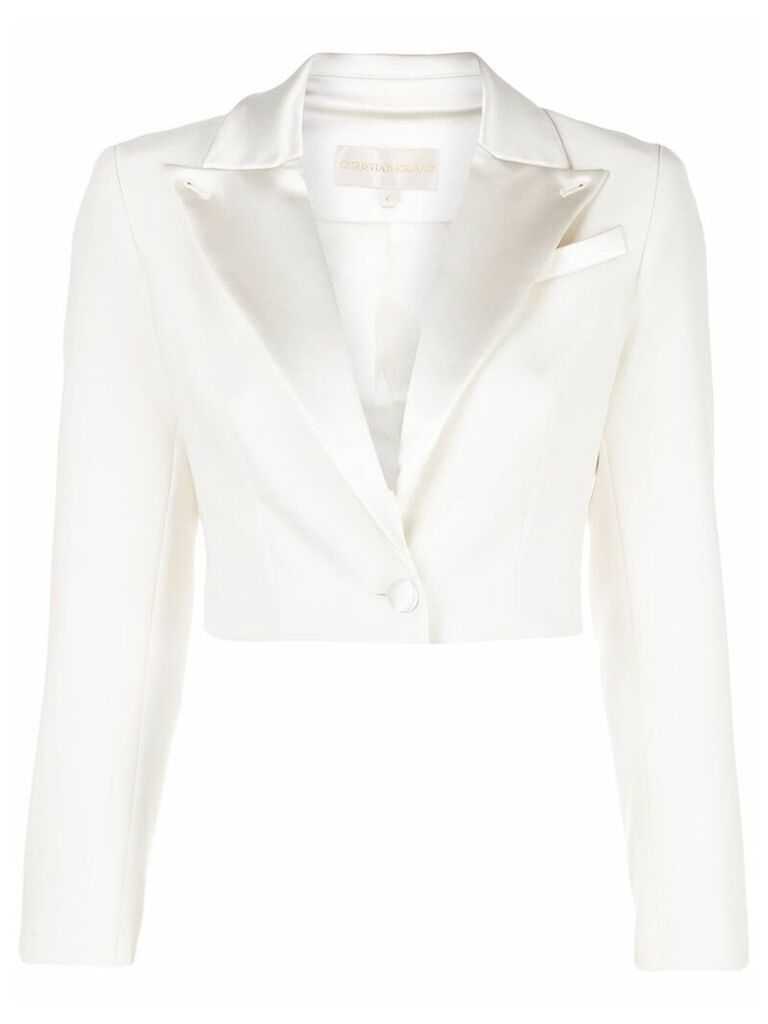 Christian Siriano cropped tailored blazer - White