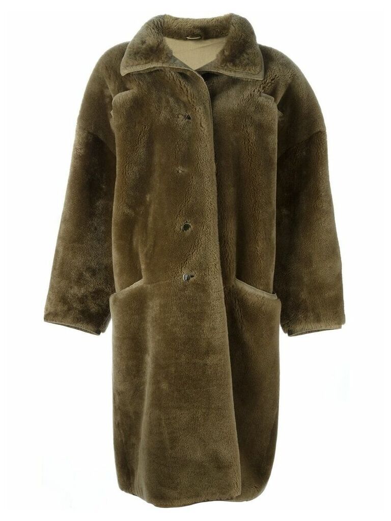 Versace Pre-Owned oversized faux fur coat - Brown