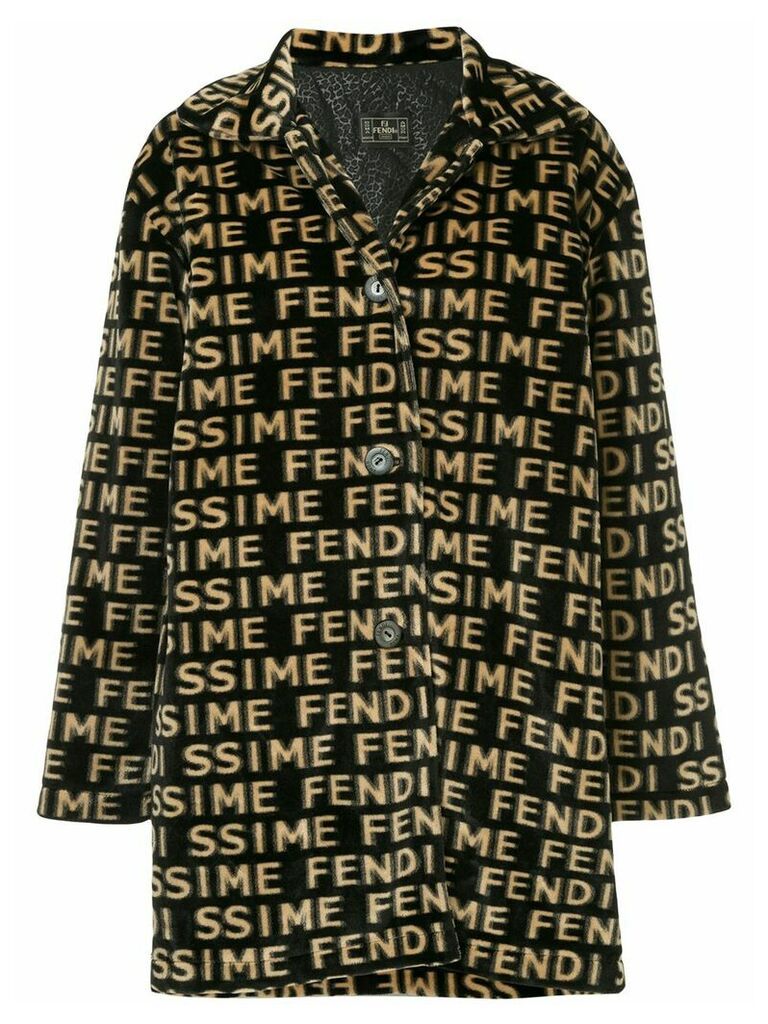 Fendi Pre-Owned Fendi Pre-Owned logos long sleeve coat - Black