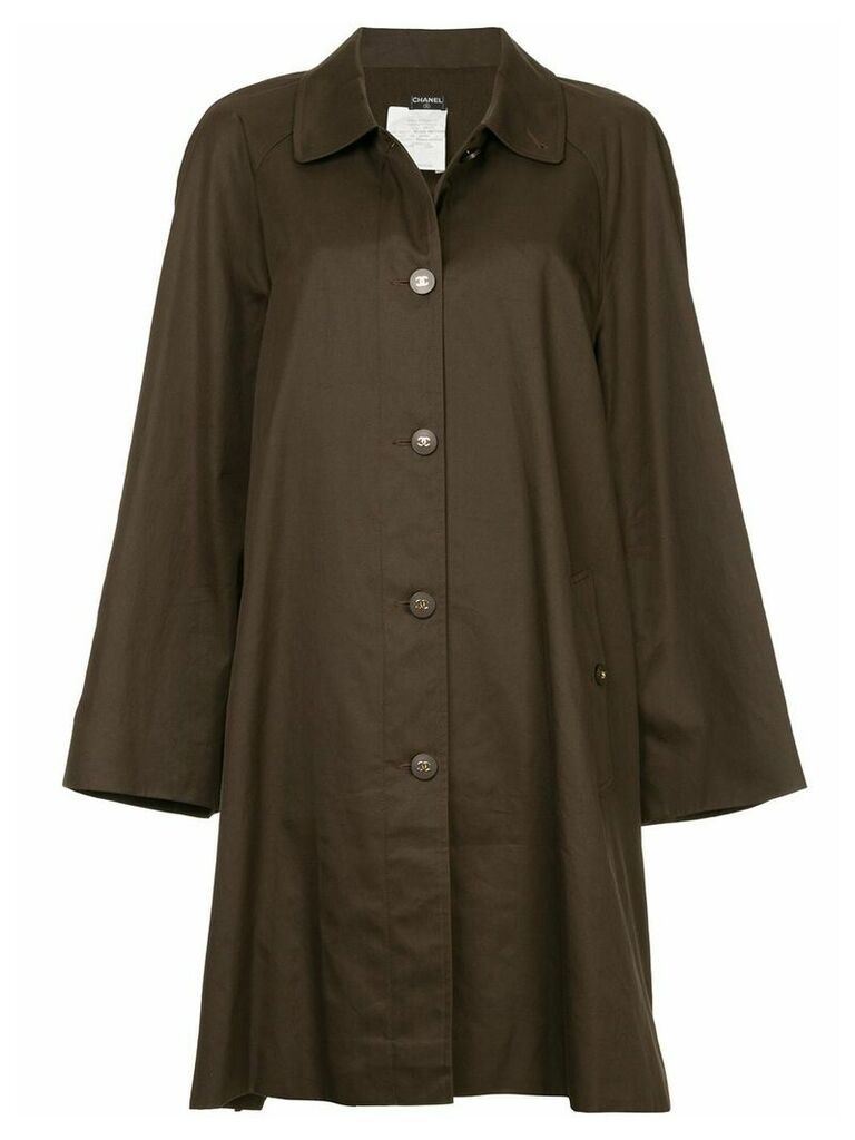 Chanel Pre-Owned minimalist midi trench coat - Brown