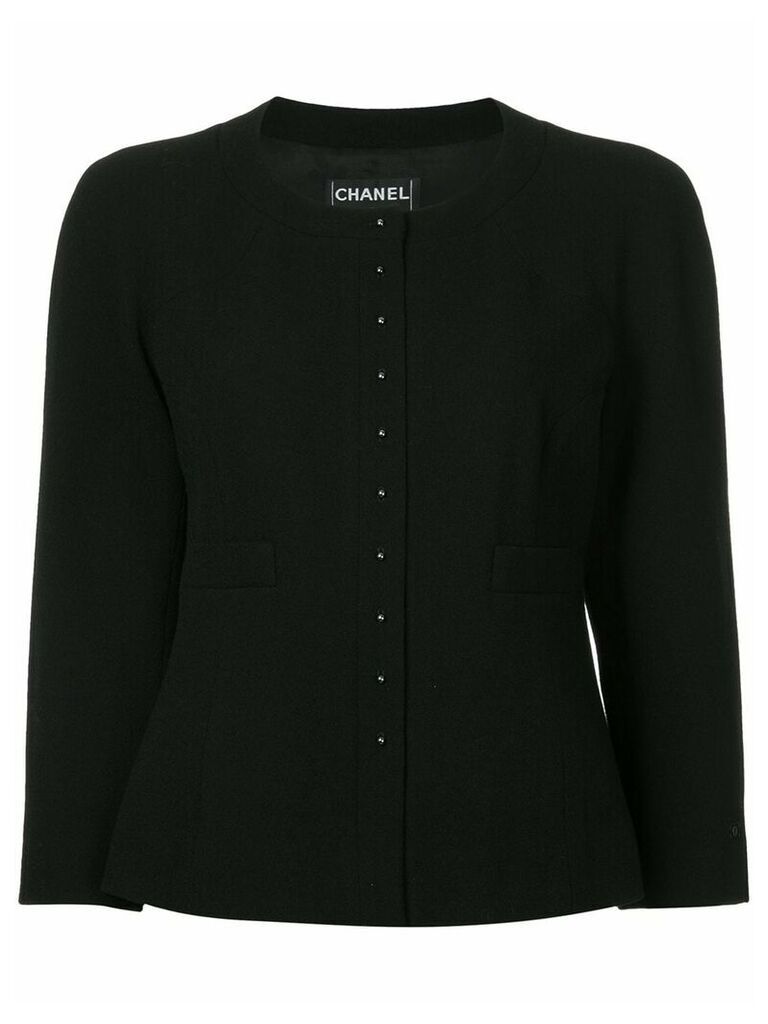 Chanel Pre-Owned three-quarter sleeves collarless jacket - Black
