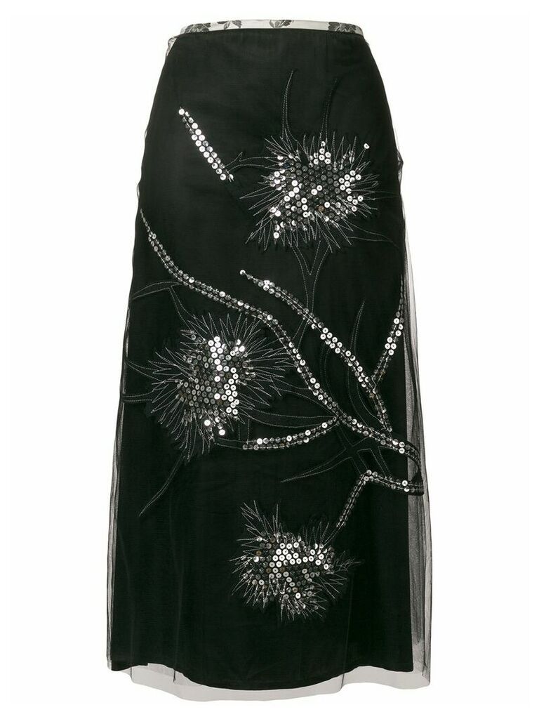 A.N.G.E.L.O. Vintage Cult sequin embroidery A-line skirt - Black