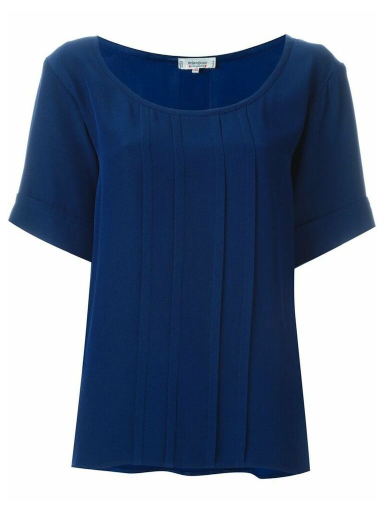 Yves Saint Laurent Pre-Owned pleated boxy top - Blue