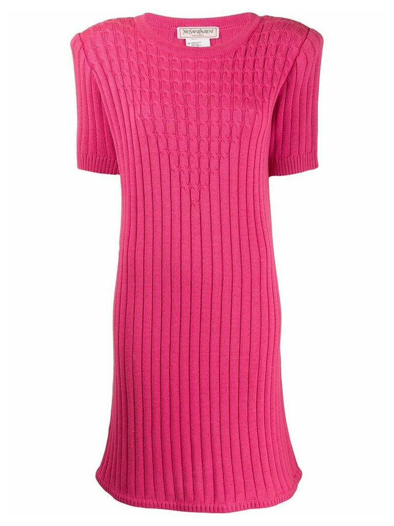 Yves Saint Laurent Pre-Owned 1980's cable knit ribbed dress - PINK