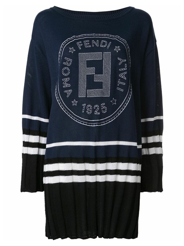 Fendi Pre-Owned logo print sweater dress - Blue