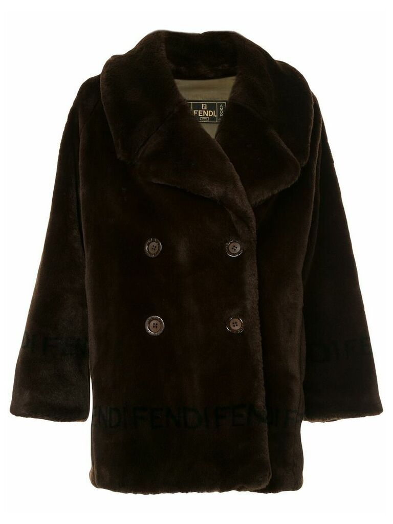 Fendi Pre-Owned faux fur double breasted coat - Brown