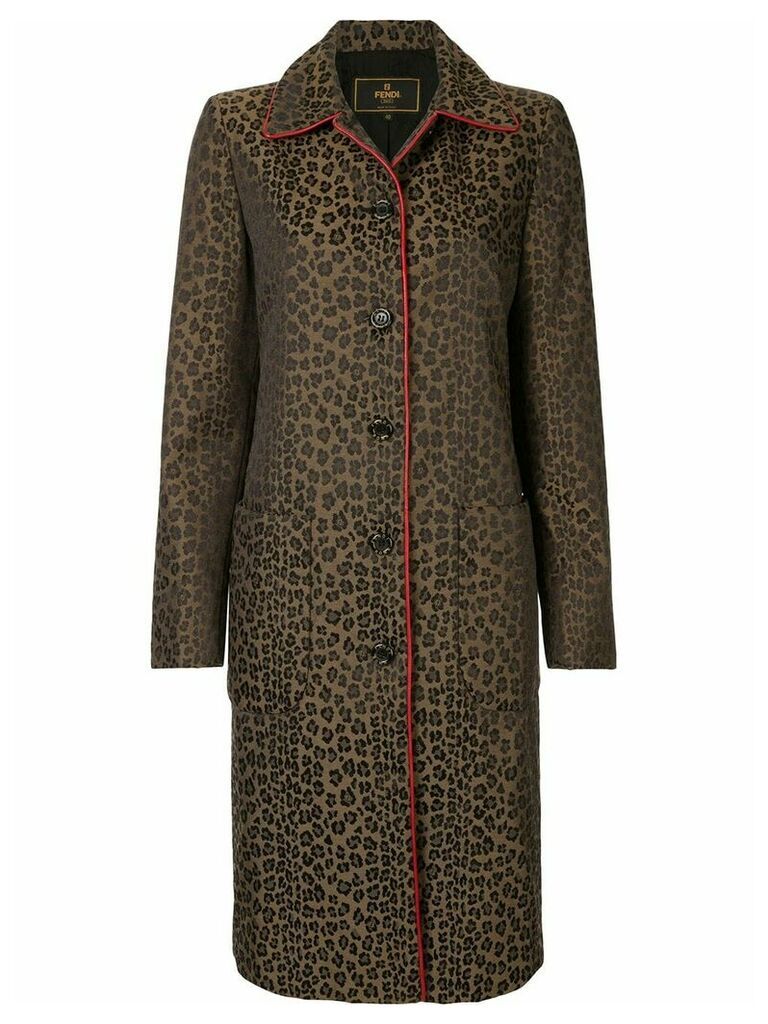 Fendi Pre-Owned leopard print midi coat - Brown