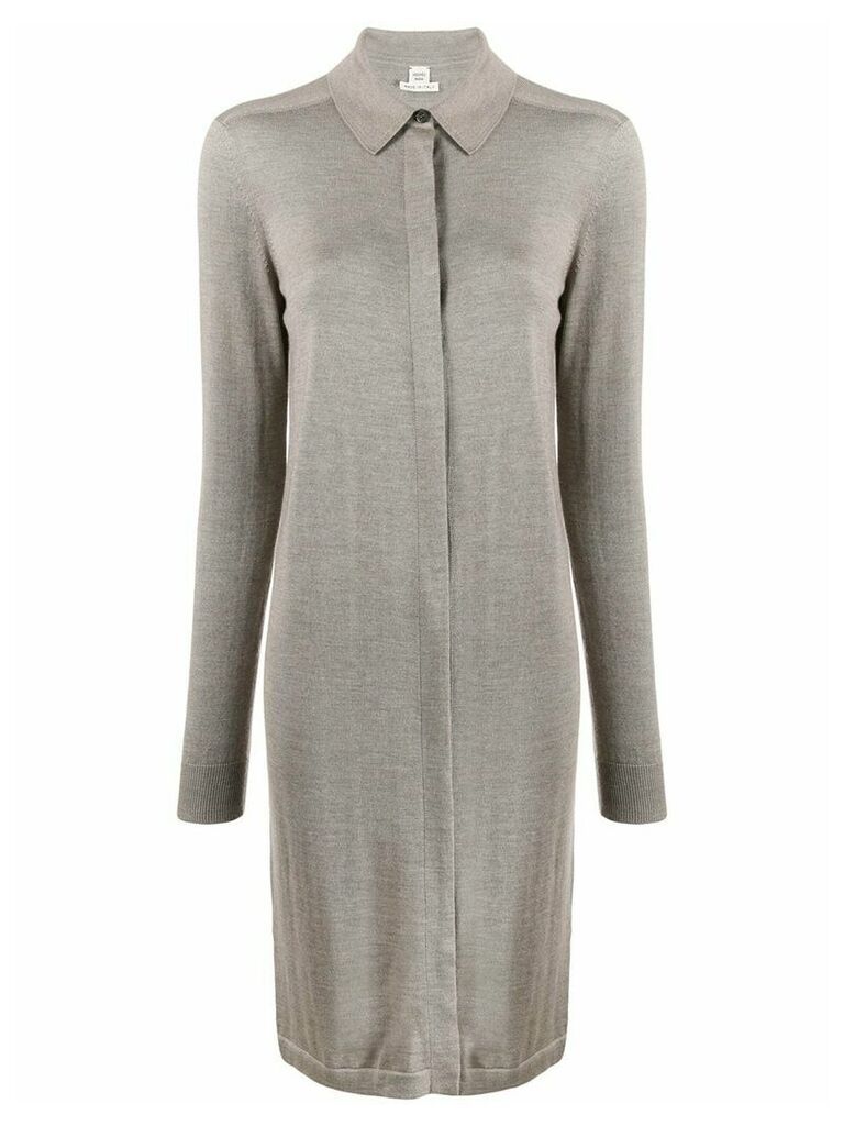Hermès pre-owned knitted shirt dress - Grey