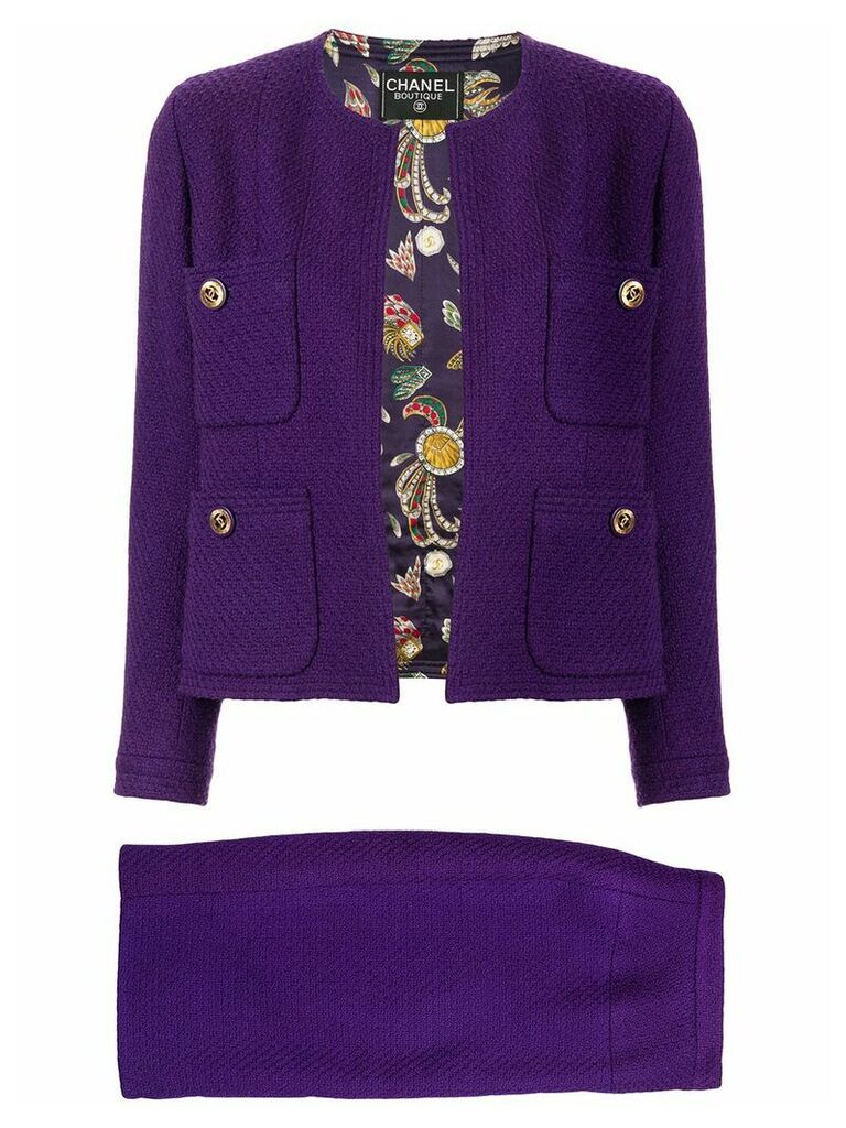 Chanel Pre-Owned Tweed setup jacket skirt - PURPLE