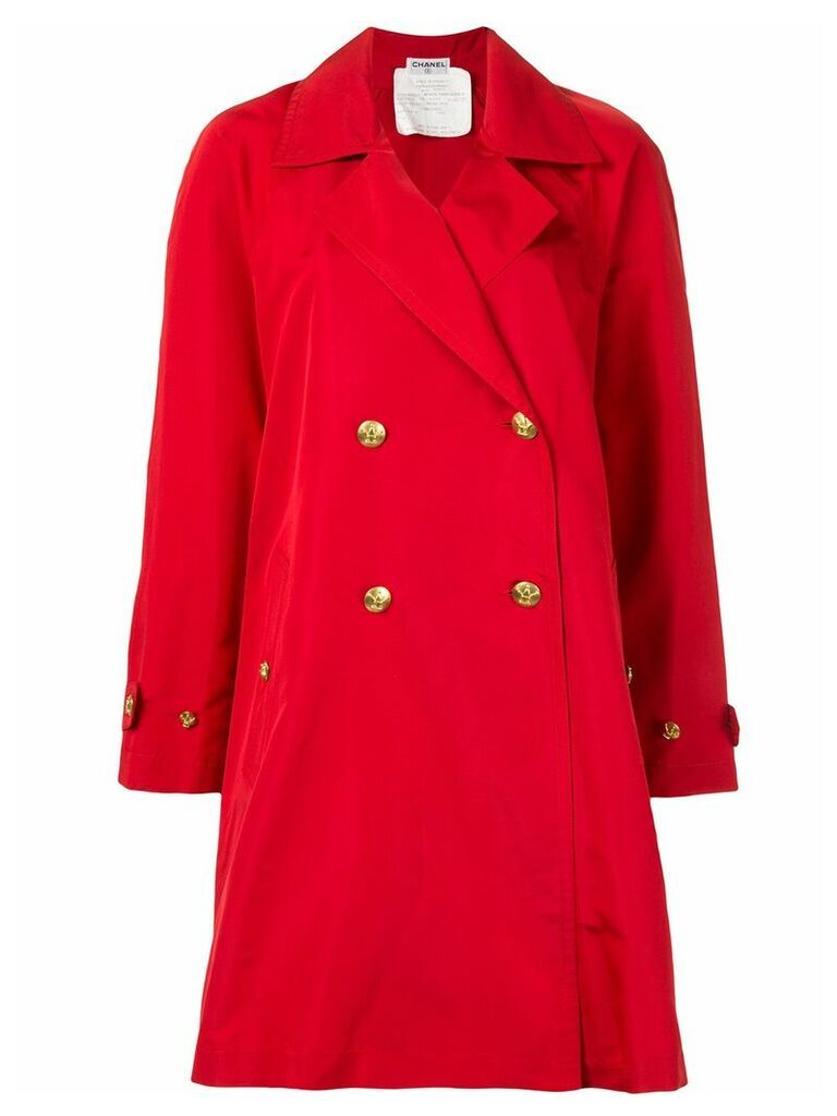 Chanel Pre-Owned CC button trench coat - Red
