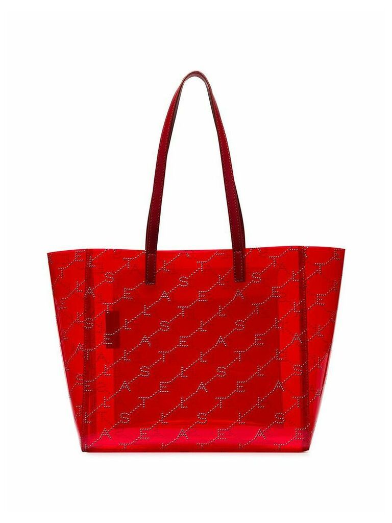 Stella McCartney red logo embellished transparent PVC tote bag