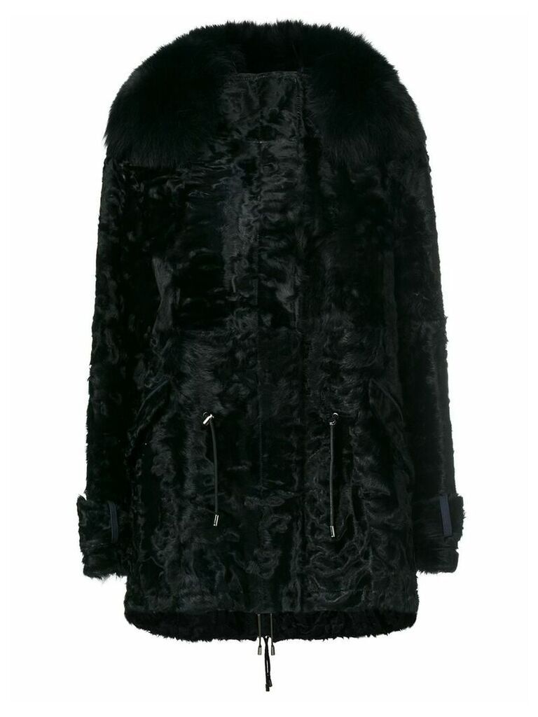 Yves Salomon trim coat - Black
