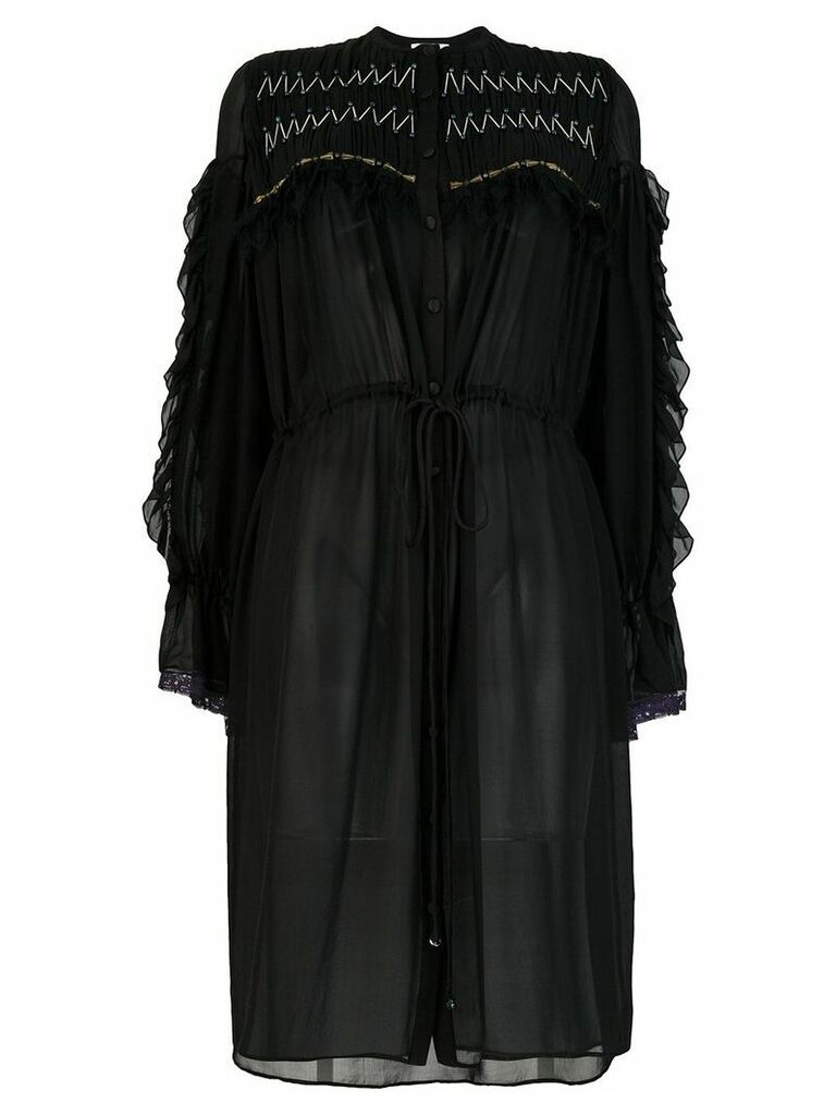 Koché ruffled silk shirt dress - Black