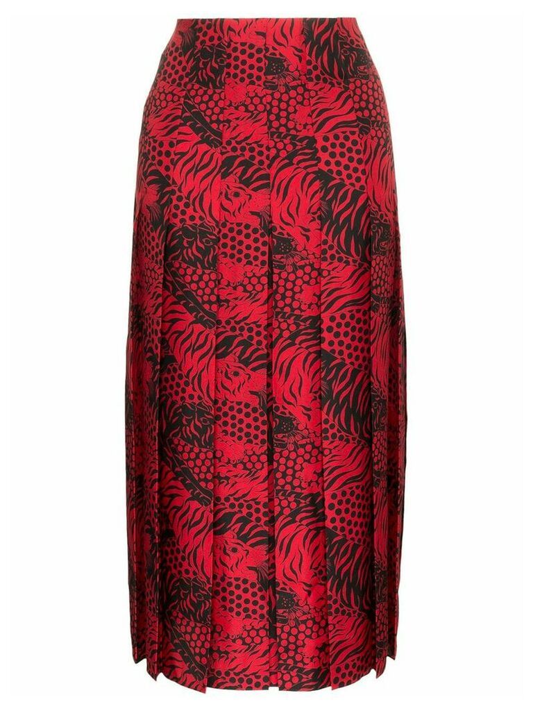 Gucci Tiger print pleated skirt - Red