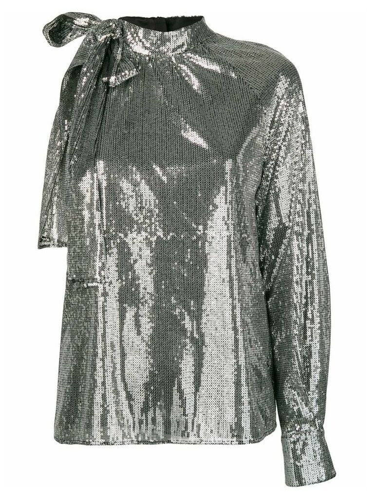 MSGM one sleeve sequin top - SILVER