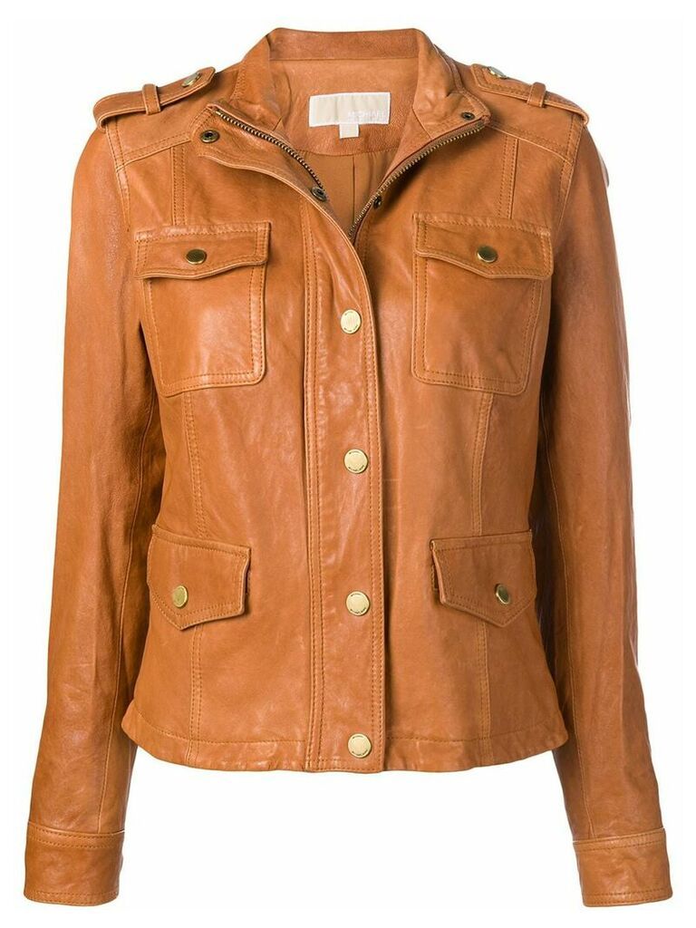 Michael Michael Kors buttoned leather jacket - Brown