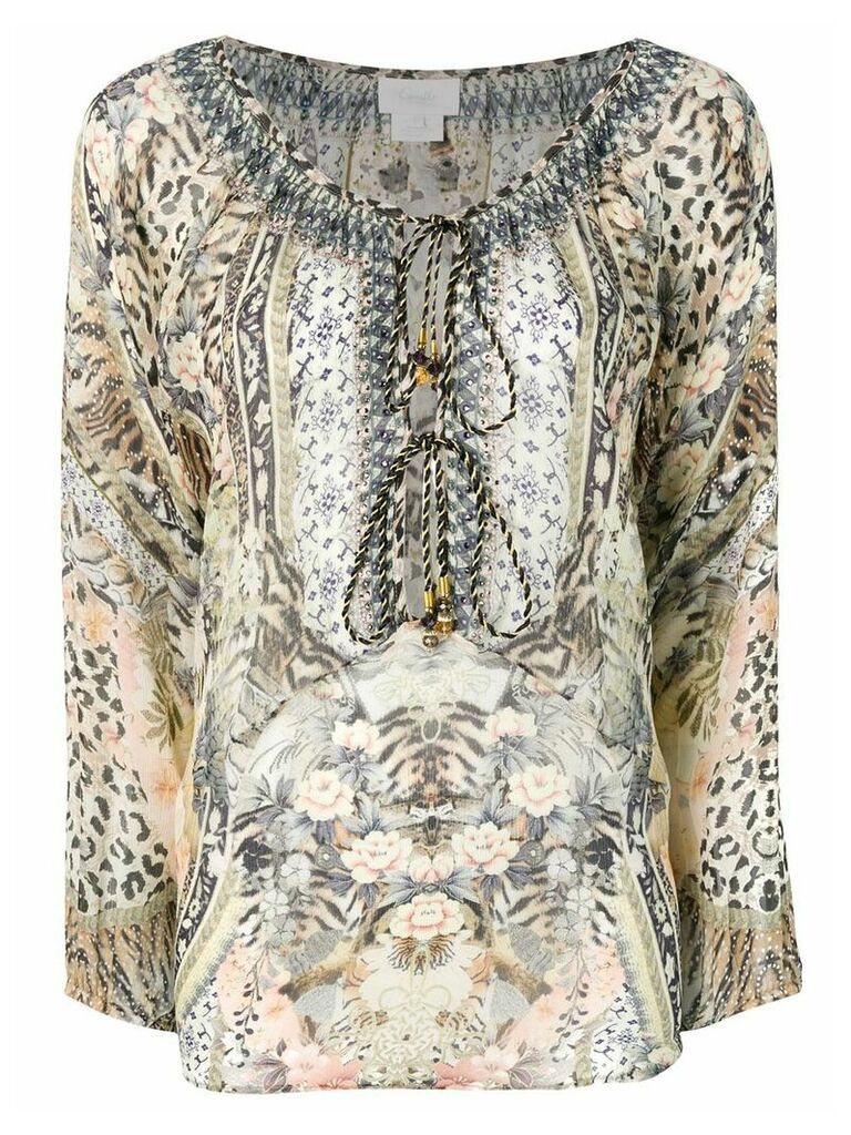 Camilla mixed print blouse - Brown