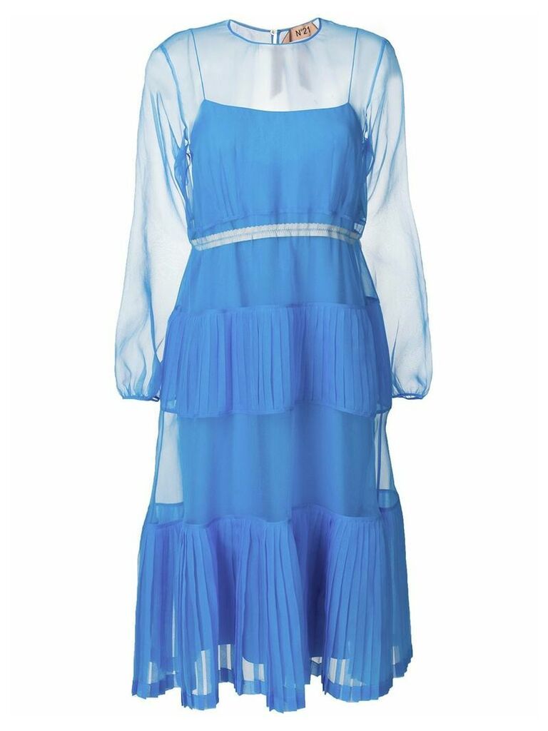 Nº21 ruffled sheer panel dress - Blue