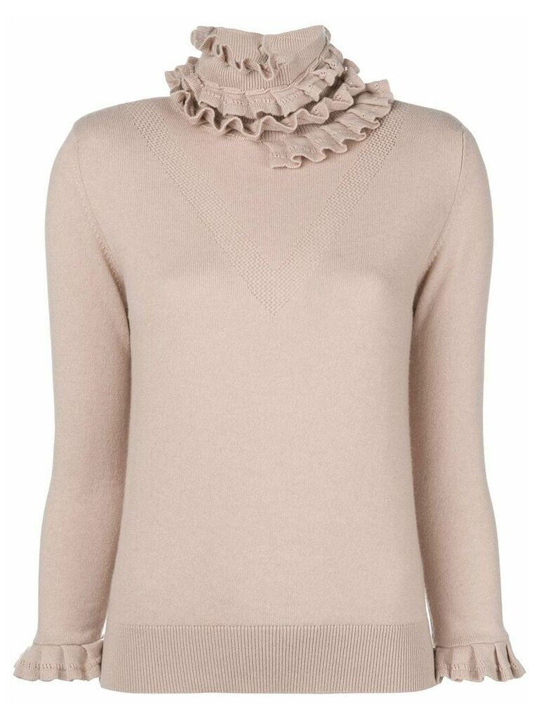 Barrie Flying Lace cashmere turtleneck pullover - PINK