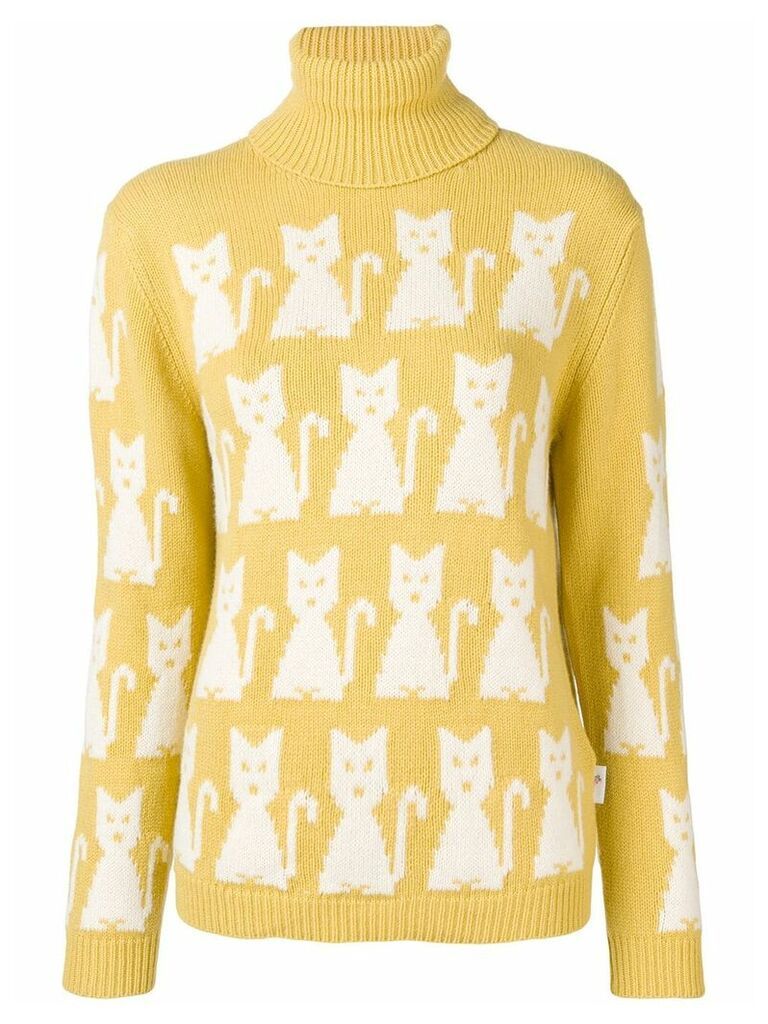 Moncler Grenoble kitten-intarsia sweater - Yellow
