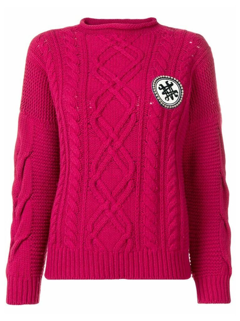 Mr & Mrs Italy logo cable-knit sweater - PINK
