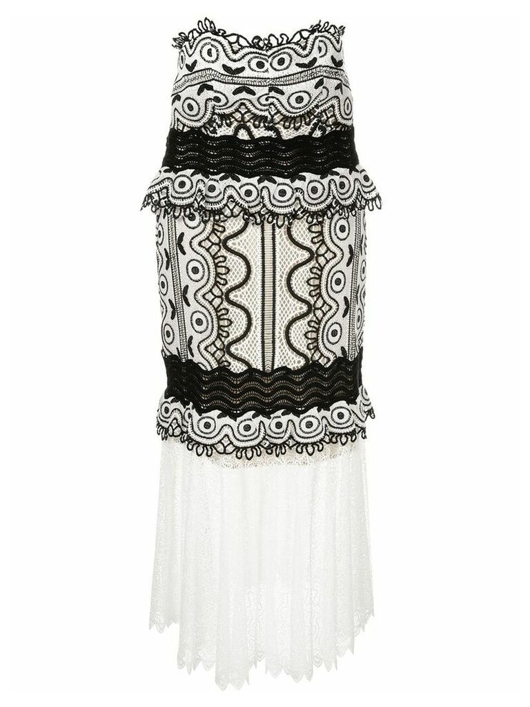 Sea woven embroidered midi dress - White