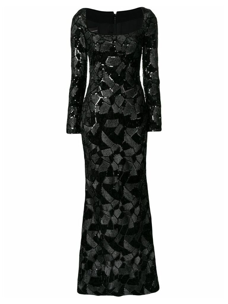 Talbot Runhof embroidered velvet gown - Black