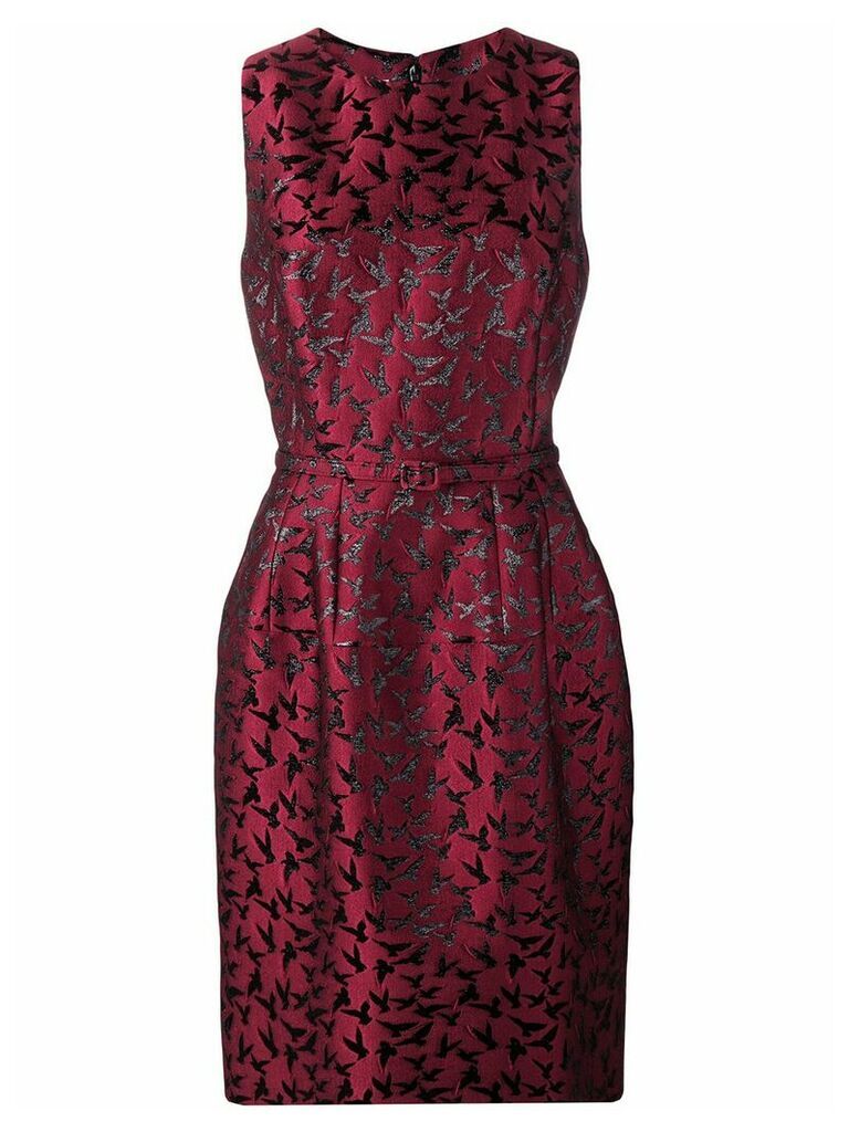 Oscar de la Renta bird pattern cocktail dress - Red