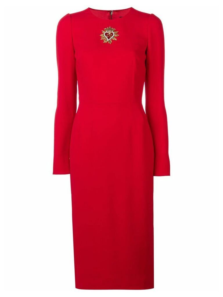 Dolce & Gabbana heart logo crystal embellished crepe dress - Red