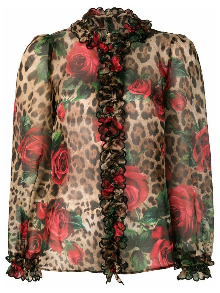 Dolce & Gabbana mixed-print ruffled blouse - Multicolour