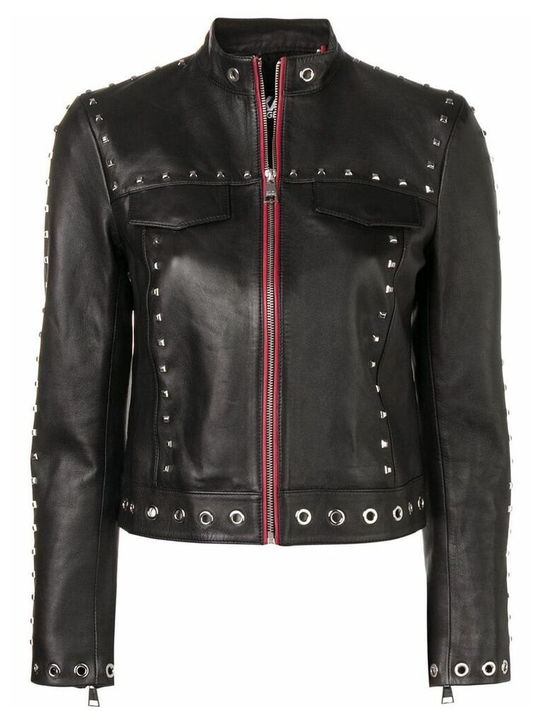 Karl Lagerfeld Studded Leather Jacket - Black