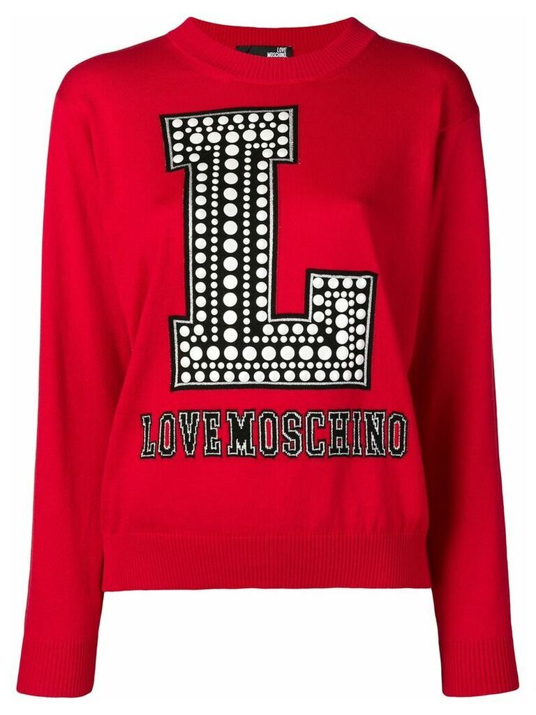 Love Moschino logo intarsia jumper - Red