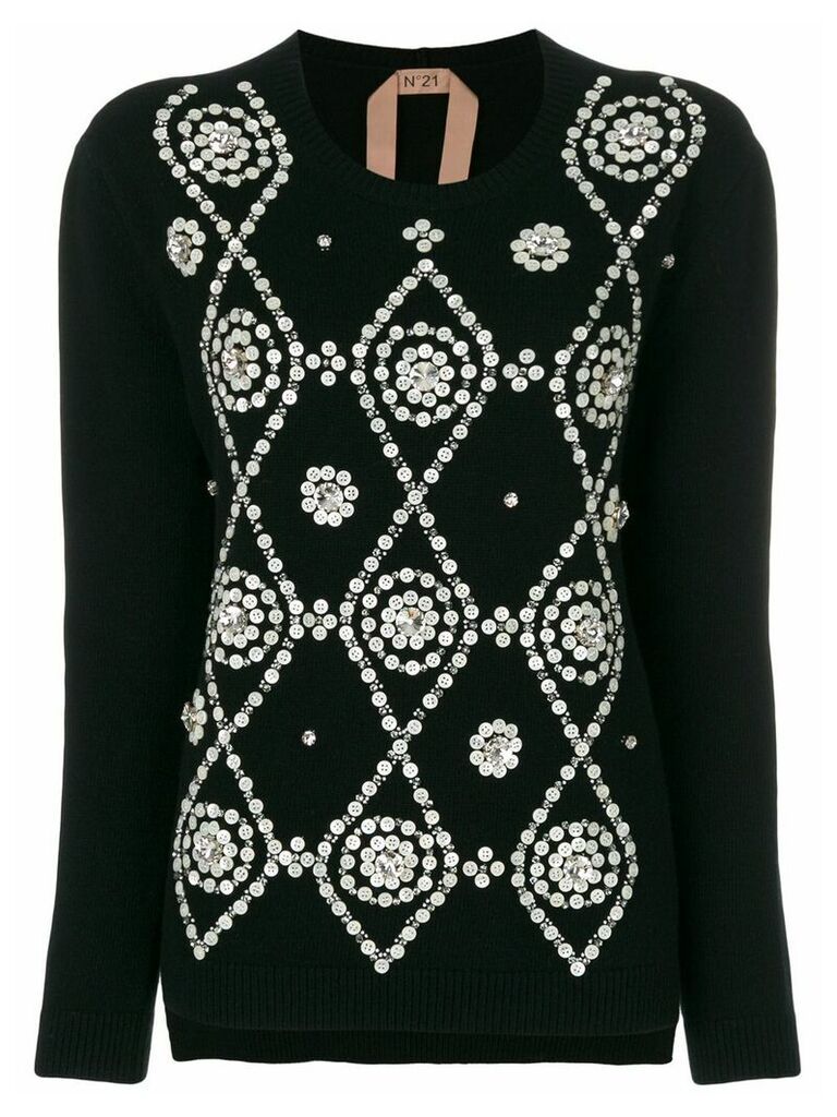 Nº21 button embellished jumper - Black