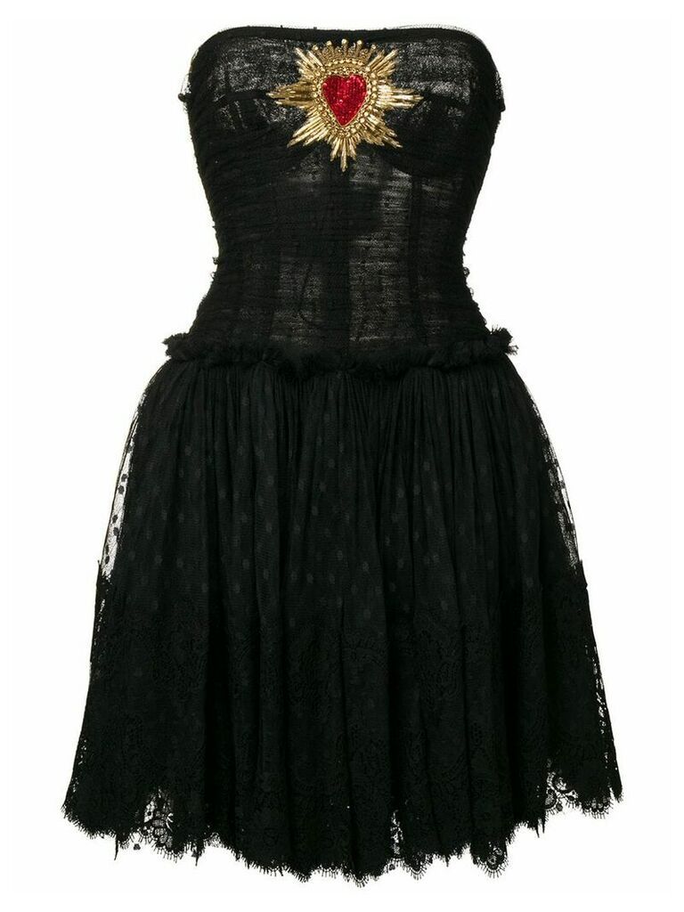 Dolce & Gabbana plumetis bustier dress with Sacred Heart patch - Black