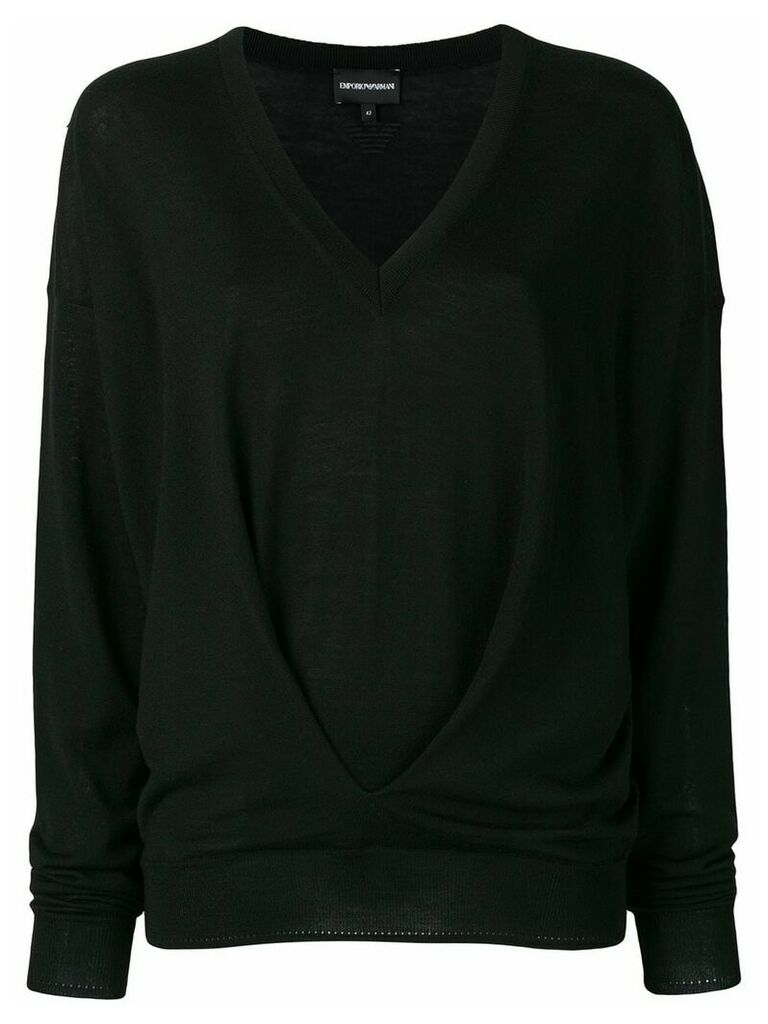 Emporio Armani v-neck jumper - Black