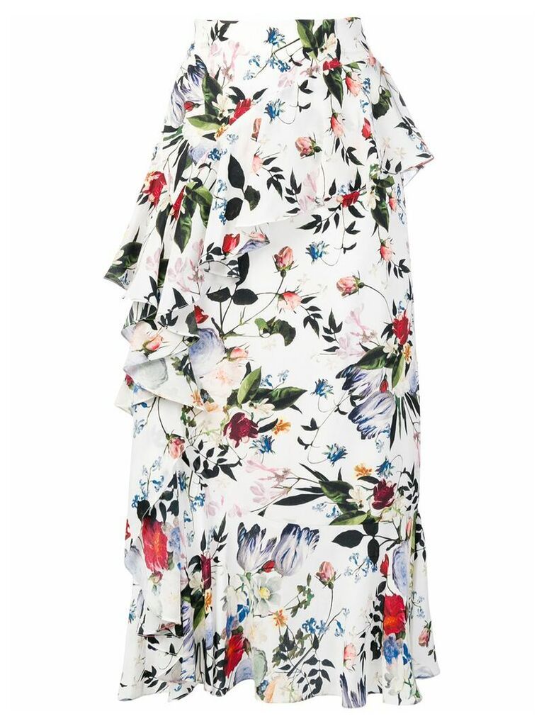 Erdem floral ruffle skirt - White