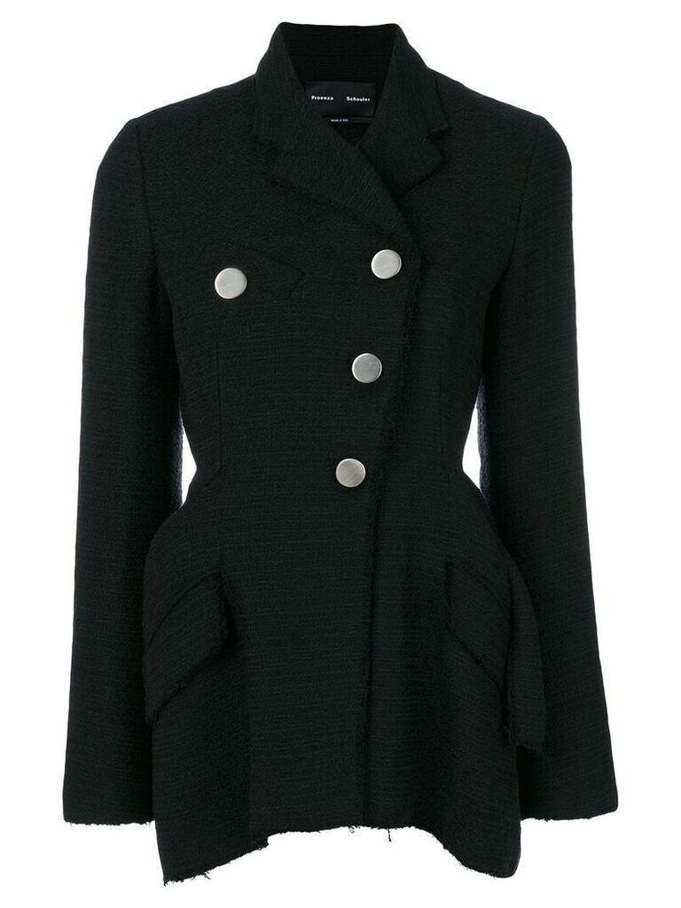 Proenza Schouler Asymmetrical Cotton Tweed Blazer - Black