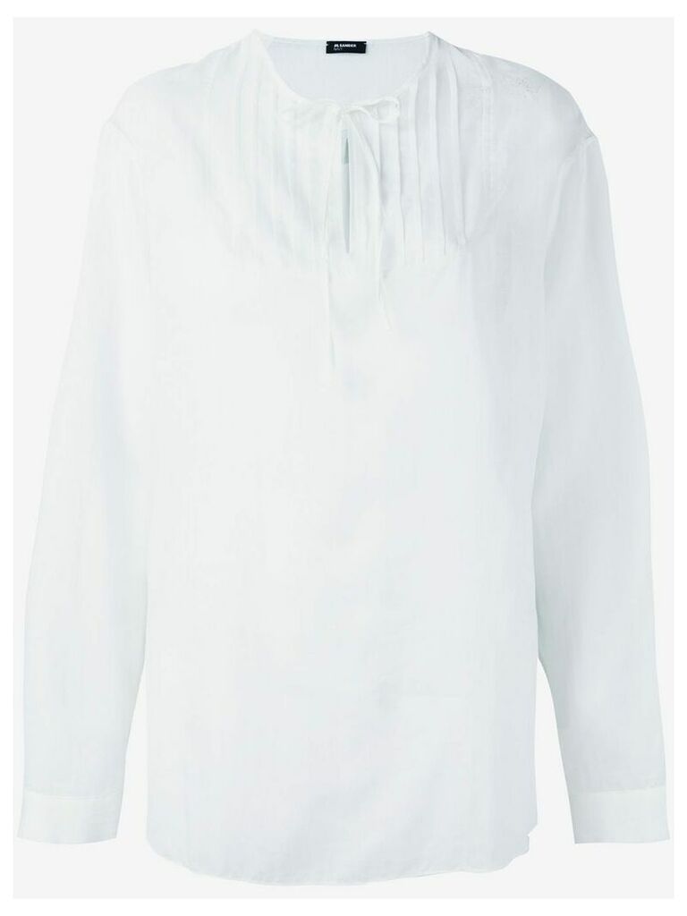Jil Sander Navy long sleeve tie neck shirt - White