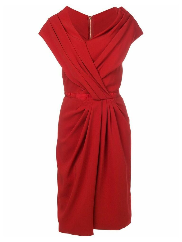 Vionnet ruched asymmetric dress - Red