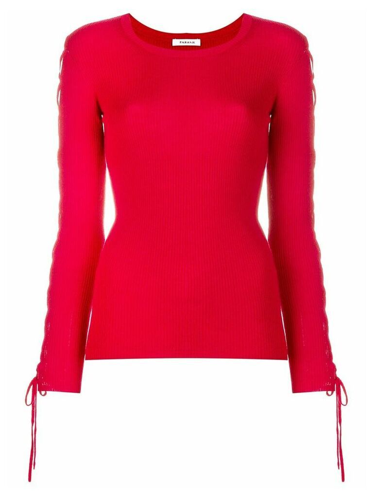 P.A.R.O.S.H. laced sleeves knitted top - Red