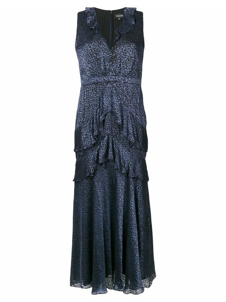 Saloni sleeveless tiered dress - Blue