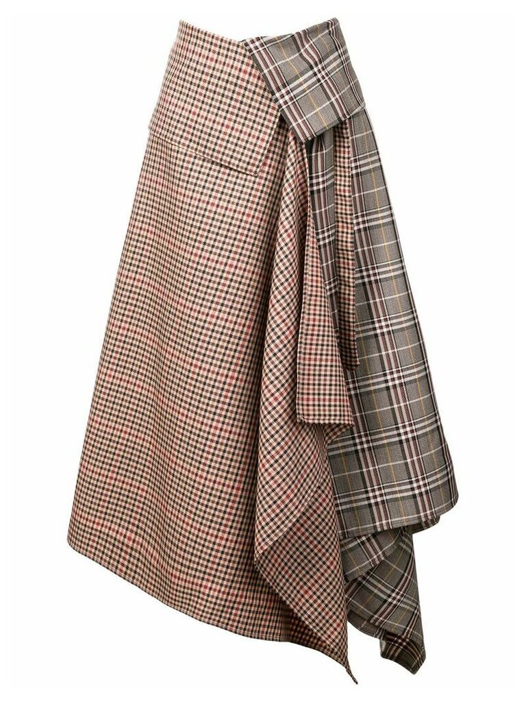Monse patchwork plaid wrap skirt - Grey