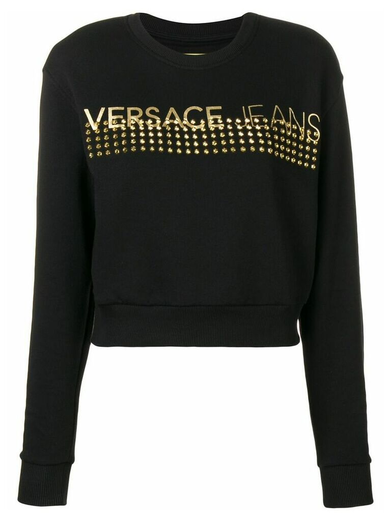 Versace Jeans Couture studded logo longsleeve top - Black