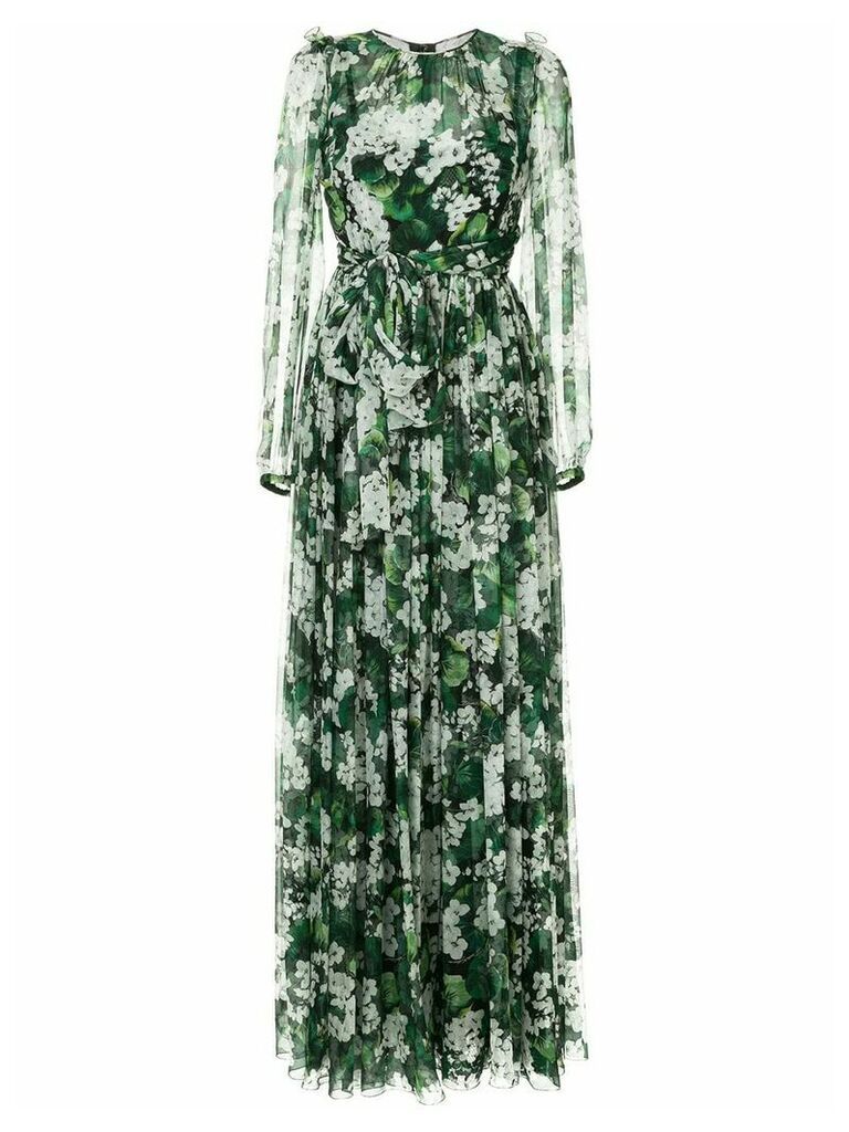 Dolce & Gabbana white geranium printed maxi dress - Green